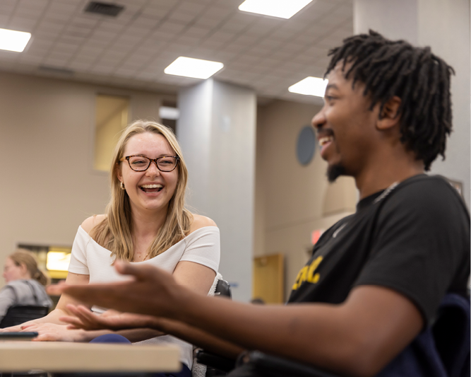 Students talking in Transfer Center.