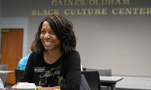 Staff member at Gaines/Oldham Black Culture Center.