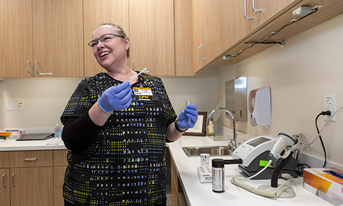 Staff member in Student Health Center