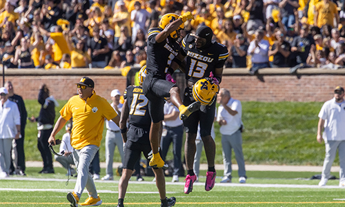 Football players during a game.