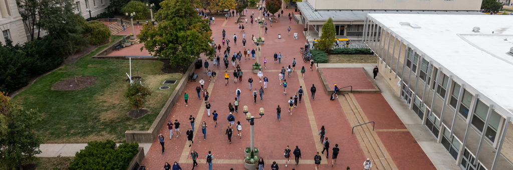 Students walking on campus.