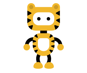 Roary, a very cute black and gold Tiger robot.