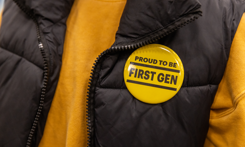 Button that says proud to be first-gen.