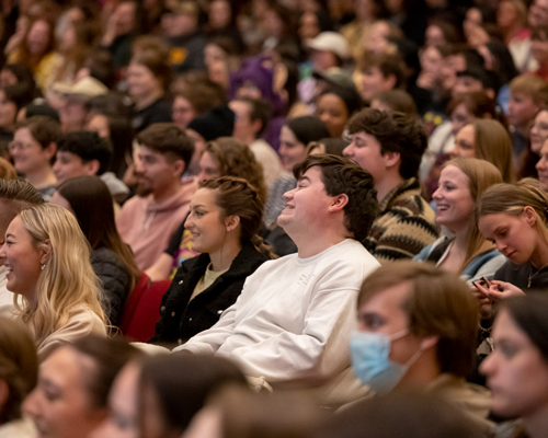 Students at comedy show.