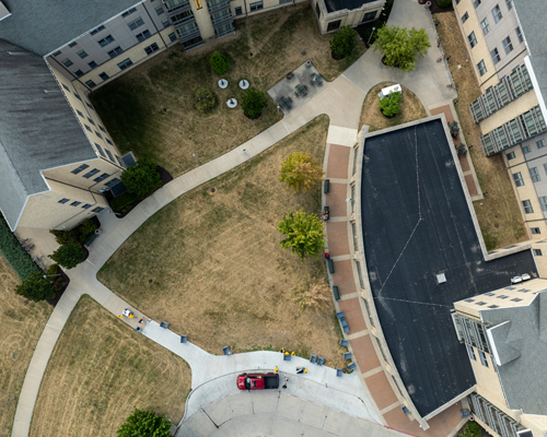 Overhead picture of residence halls.
