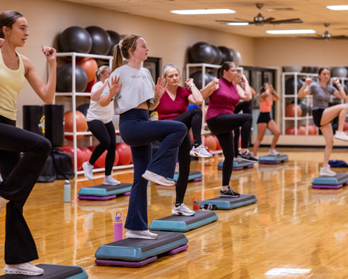 Students in group fitness class.
