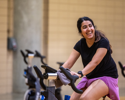 Student exercising at MizzouRec.