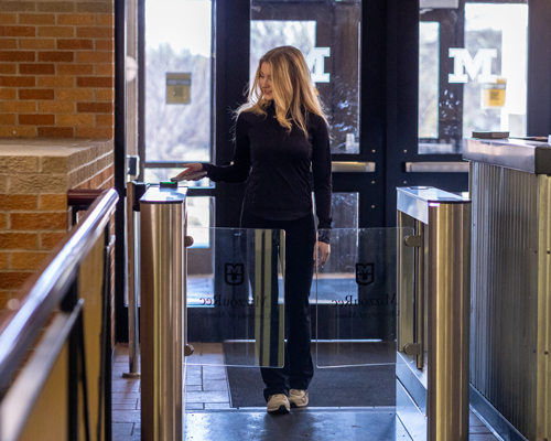 Student walking into MizzouRec.