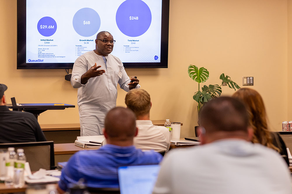 Student veterans attending Entrepreneurship-Bootcamp at the Veterans Center.