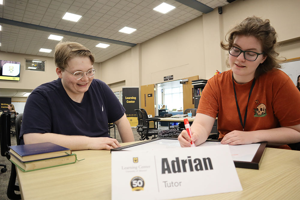 Student attending tutoring in the Learning Center.